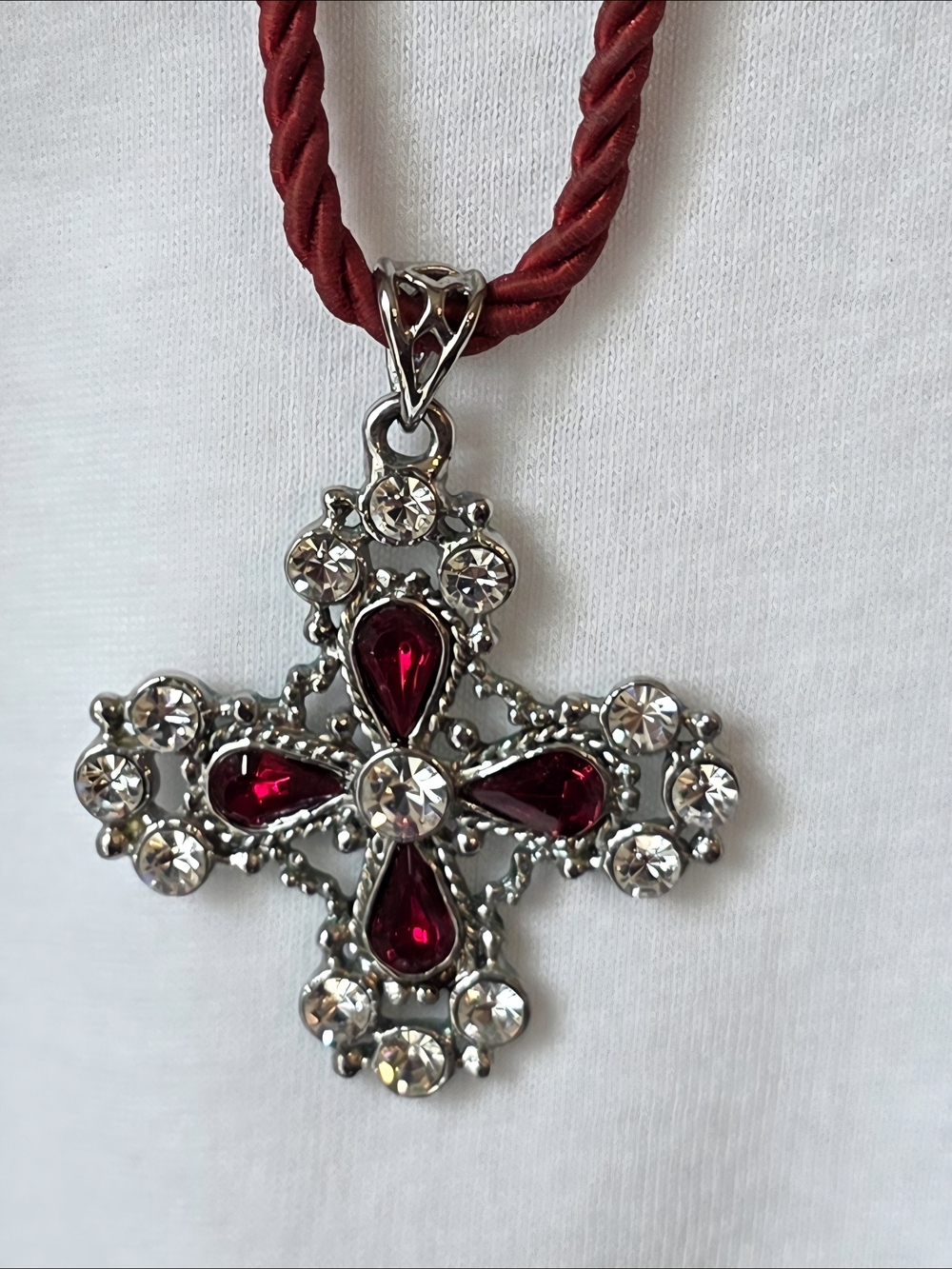 Red Crystal Cross Pendant Necklace - Women Jewelry #7